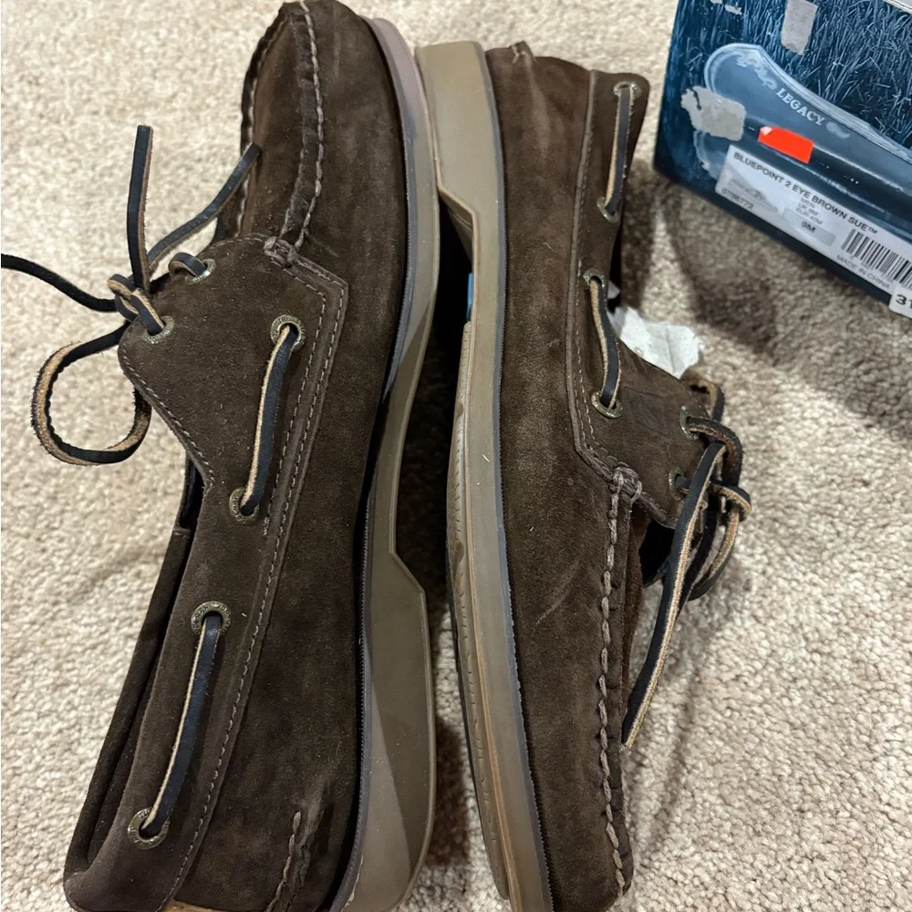 Sperry Men's Bluepoint 2 Eye Dark Brown Suede Boat Shoes